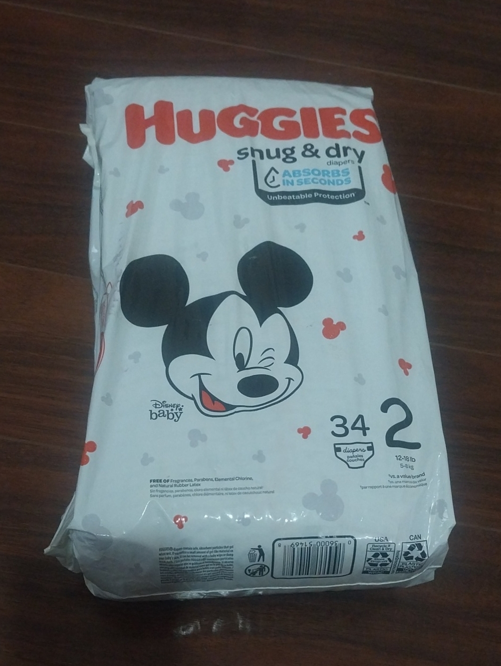 Huggies Snug & Dry Disney Baby Diapers Size 2 - White & Red